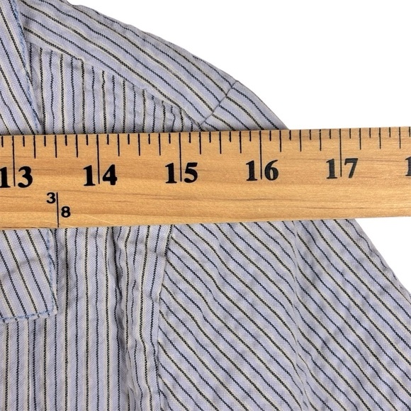 Free People We The Free Annabelle Button front Blue Striped Blouse Size L Boho - Picture 10 of 13